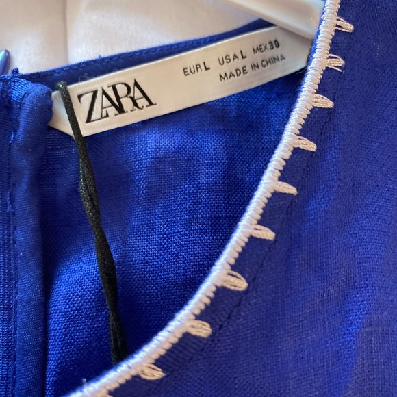 Zara Royal Blue Dress with White Stitching - Picture 3 of 10